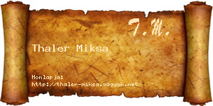 Thaler Miksa névjegykártya